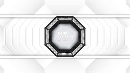 Vector illustration of MMA cage. Mixed martial arts octagon cage, top viewのイラスト素材