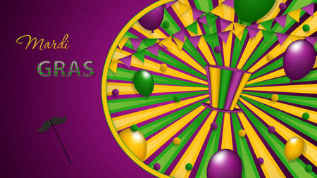 Mardi Gras background with party hat and decorations, vector illustrationのイラスト素材