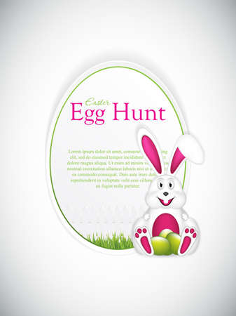 Easter greeting card with bunny hugged green eggs.のイラスト素材