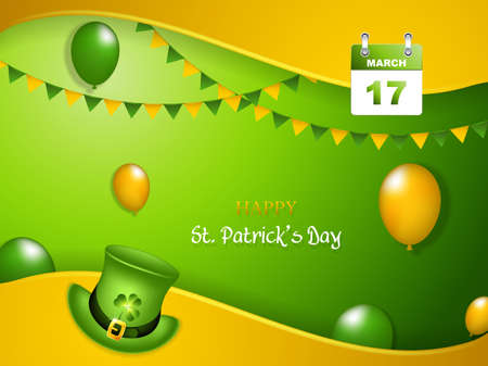 St. Patrick Day  with leprechaun hat and holiday calendar.のイラスト素材