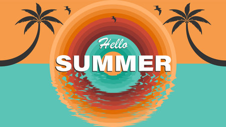 Lovely summer poster. Abstract minimal summer backgroundのイラスト素材
