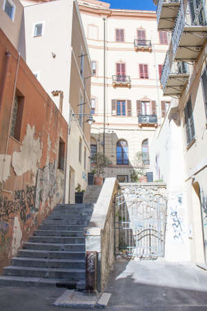 Little street with stairs in Cagliari