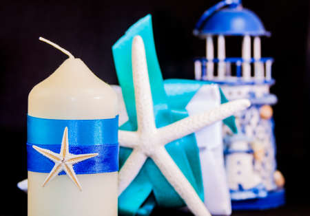 Marine wedding. Decoration for wedding party .の写真素材