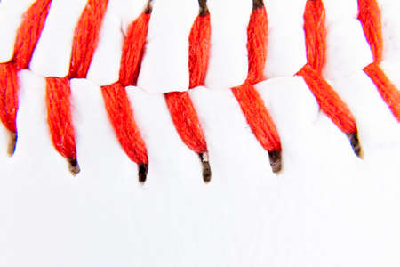 Particular of a seam of a baseball ball.の写真素材