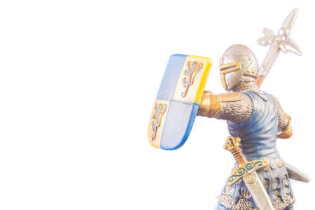 Image of Small medieval soldier on white backgroundの写真素材
