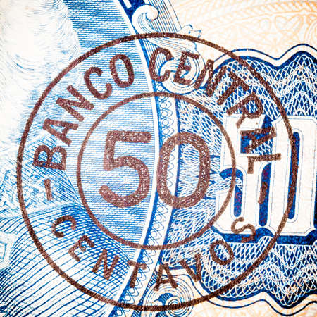 Blue five hundred Bill. Particular of a old Brasilian Banknote
