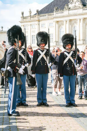 Denmark - Copenaghen - july 2012: Changing of the guard at the royal palace in Copenhagenのeditorial素材