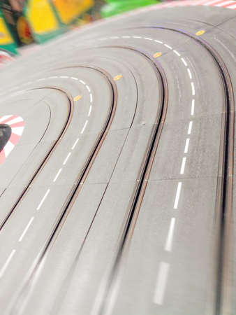 Circuit turn to the left.  Shot of a toys circuitの写真素材