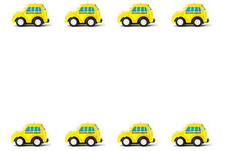 Frame of Schoolbus Toy car, white background.の写真素材