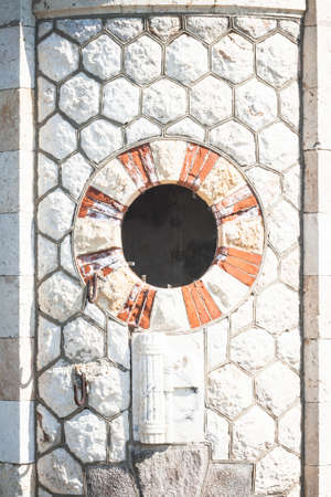 Old light signal port in west pier cagliariの写真素材