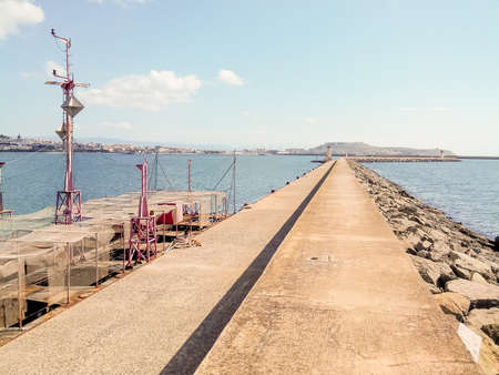West pier in Cagliari Harbor .- Sardinia.の写真素材