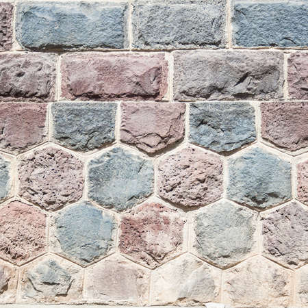 Basalt blocks lined. Close up of a wall of stone.の写真素材