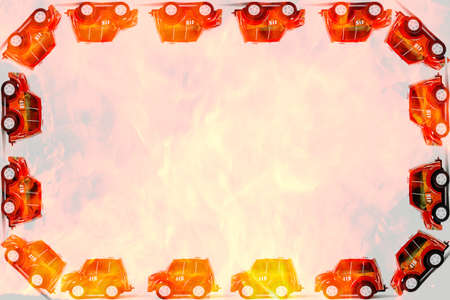 Frame of Fireman toys car. の写真素材