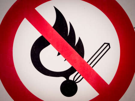 Particular of a sign prohibiting the lighting of flame.の写真素材