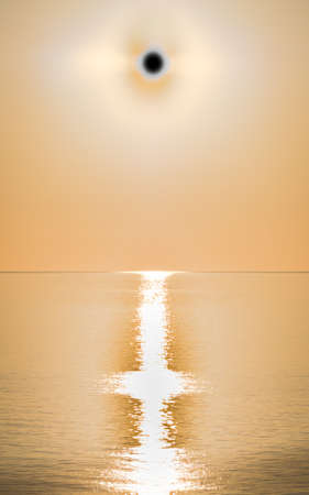 eclipse sunset sea. Sun eclipse on the sea.