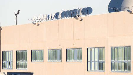 teleport satellite communications. Group of antennas in teleport of Cagliari Sardinia, Italy