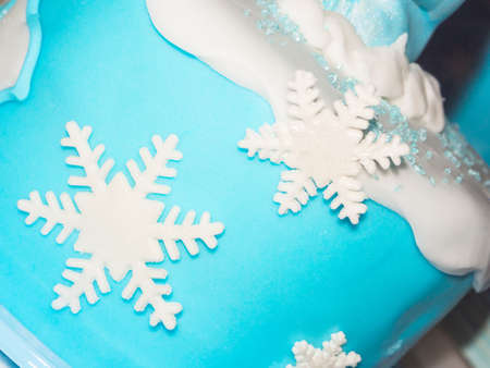 Close up image of a cake with ice crystal decoration