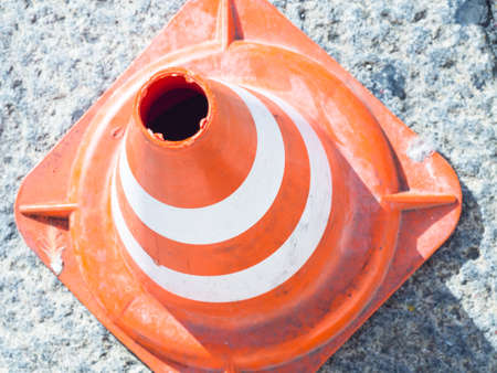 rubber traffic cone. image taken from aboveの写真素材