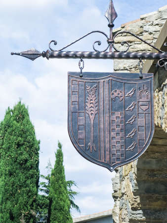emblem of wrought iron in Mandas, little town in Sardinia - Italy - Europeの写真素材