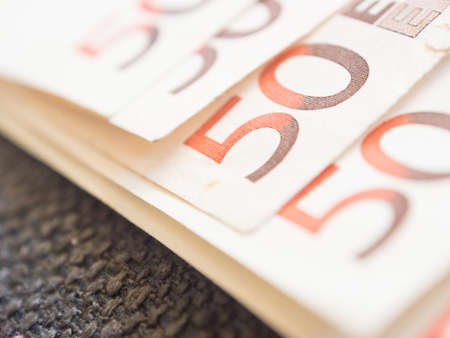 Fifty euros lined background. Concepts for moneyの写真素材