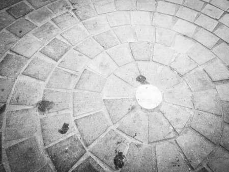 cobblestones in circle. Image of urban pavement dirtyの写真素材