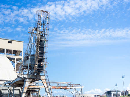 Waterway industrial warehouse wharf. Waterway in Cagliariの写真素材