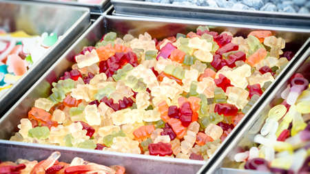 candy colored exposed. Many tasty and delicious colored candiesの写真素材