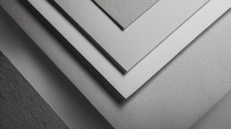 A striking composition of layered textured paper in various shades of gray, creating a visually appealing backdrop ideal for artistic and design projects.の素材