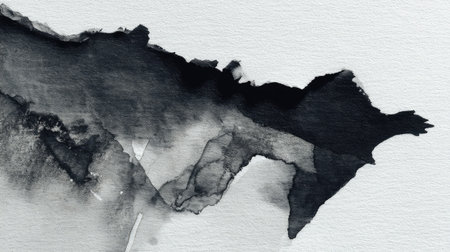 An elegant abstract black and white watercolor texture, showcasing fluid lines and soft contrasts against a paper background, perfect for artistic projects.の素材