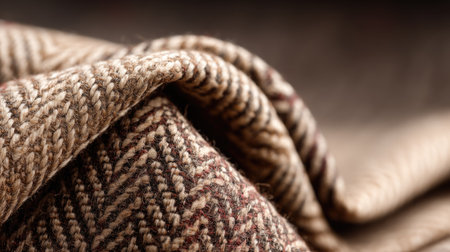 Close-up image of textured fabric showcasing elegant patterns in warm tones. This detail highlights the intricate weaving and softness, perfect for design projects.の素材