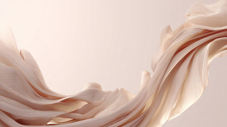 This image features elegant flowing fabric drapery in soft warm tones. The smooth texture and gentle movement create a serene and stylish atmosphere, perfect for artistic projects.の素材