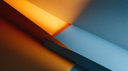A captivating abstract composition featuring colorful angles and shadows, showcasing a minimalist design. This image highlights light interplay and texture on surfaces.の素材