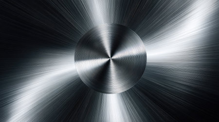 This abstract image showcases a metallic texture with radiating lines converging at a circular center, creating a visually striking design ideal for modern applications.の素材