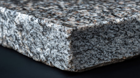 This close-up image showcases a textured gray and black granite stone surface, highlighting its natural beauty and fine details, ideal for design and architecture projects.の素材