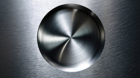 This image showcases a polished metallic surface featuring a circular pattern. The smooth texture and reflective qualities create an elegant visual experience.の素材