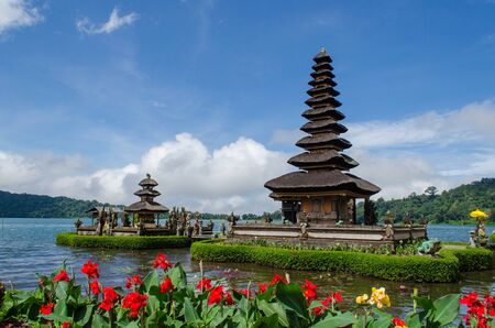 Pura Ulun Danu Batur is hindu temple at Bratan lake in Bali, Indonesiaの写真素材