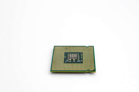 detail of CPU or central processing unit, micro processor isolated on white background