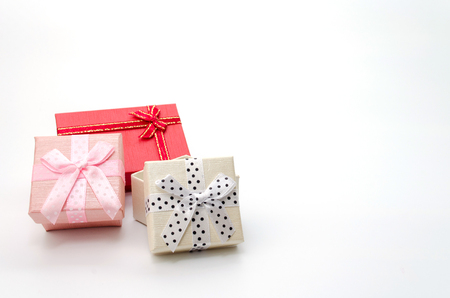 Mini colorful gift box on white backgroundの写真素材