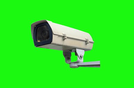 CCTV, security camera system isolated on green background for photo montage, security technology conceptの写真素材