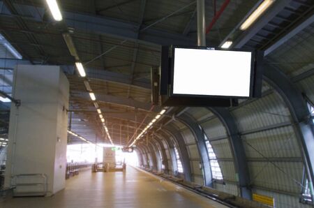LCD TV with white blank screen or billboard, copy space for your text message, advertising or media...