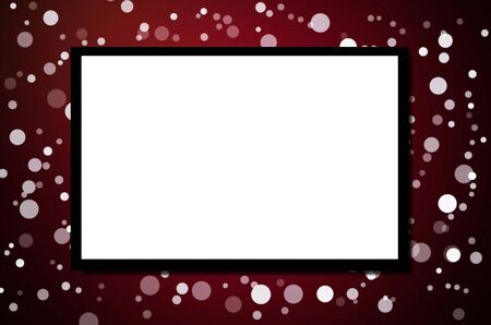 blank advertising billboard or wide screen television on dark red and white bokeh background, copy space for display of product presentation, commercial and marketing conceptの写真素材