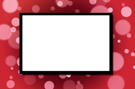 blank advertising billboard or television screen with red and white bokeh Valentineâs Day background, copy space for display of product presentation, commercial and marketing conceptの写真素材