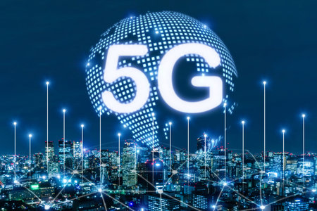 Cyber. global media link connecting on night city background, digital, internet, communication, cyber tech, speed internet, networking, smart city, partnership, network connection, technology conceptの写真素材