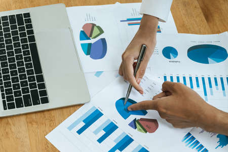group business people meeting and planning about strategy finance business with document report on desk in meeting room office, partner, leadership, brainstorming, company meeting, teamwork conceptの写真素材