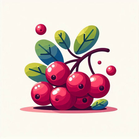 Red berries on a white background. Vector illustration in flat style.のイラスト素材