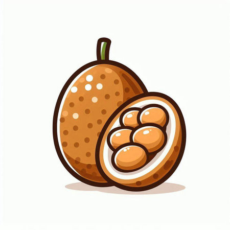 Santol fruit isolated on white background. Vector cartoon illustration.