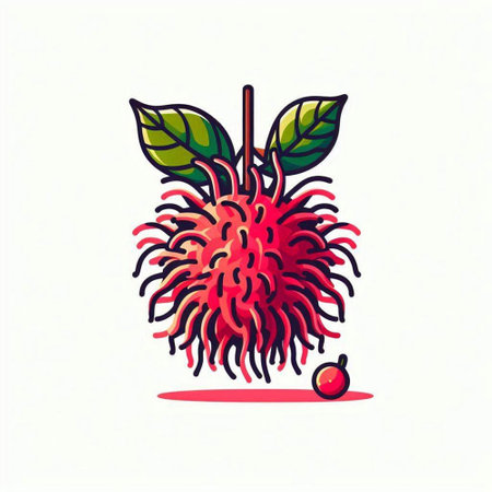 Rambutan fruit icon isolated on white background. Vector illustration.のイラスト素材