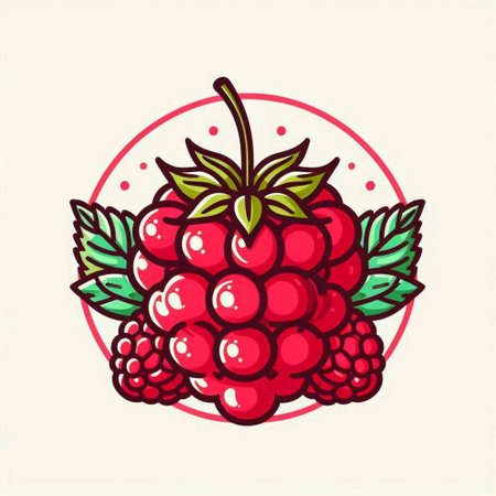 Raspberry vector icon. Hand drawn illustration of raspberry vector icon for web designのイラスト素材