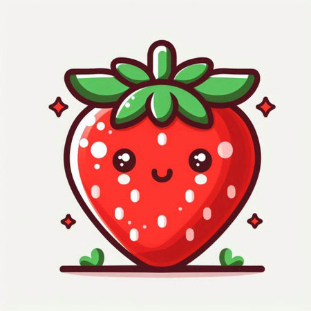 Cute cartoon strawberry character. Vector illustration isolated on white background.のイラスト素材