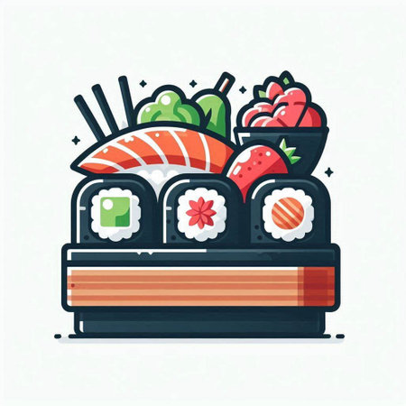 Sushi roll. Japanese food. Sushi restaurant menu. Vector illustrationのイラスト素材